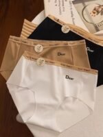 A Set Of Three Pairs Of Knitted Mid-Rise Women'S Triangle Panties.