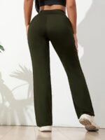 Women'S High-Waisted Wide-Leg Yoga Pants - Tummy Control Butt-Lifting Stretch Fabric With Pockets, Loose Flared Design For Running, Gym, Dance & Casual Wear, Gym Workout Clothes, Durable Sportswear - Image 6