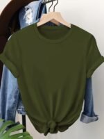 Solid Color Crew Neck T-Shirt, Casual Short Sleeve T-Shirt For Spring & Summer, Women'S Clothing - Image 6