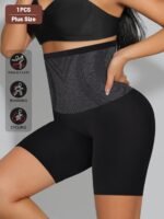 1Pc Plus Size Elegant Underwear, Women'S High Waist Tummy Control Seamless Shapewear Box Briefs - Image 3