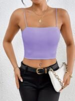 Red Off-Shoulder Crop Top Camisole - Sexy Sleeveless Spaghetti Strap, Stretchy & Machine Washable, Perfect For Casual Or Chic Outfits - Image 4