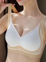 1Pc Color Block Wireless Bra, Sexy Comfy Push Up Bra, Women'S Lingerie & Underwear - Image 2