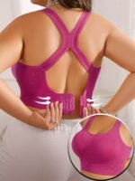 Plus Size Women'S S Bra With Removable Pads - Breathable Anti-Sagging Wire-Free Design For Yoga - 10 Colors Available, Accessory, Racerback Style, Adjustable Straps, Medium Elasticity, Top, Seamless Style, Durable Construction, Lifestyle