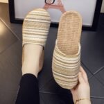 Women'S Japanese Style Breathable Slippers, Bohemian Striped Indoor Slides, Lightweight Non-Slip Soft Sole, Hand Wash Or Dry Clean, All-Season Fabric Upper And Liner, Eva Sole, Home Footwear - Image 7
