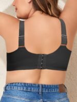 Single Pack Plus Size Seamless V-Neck Bralette, Sexy Style, Polyamide Knit Fabric With Medium Stretch, Solid Color, Wireless, Comfortable Breathable, With Removable Padding - Image 7