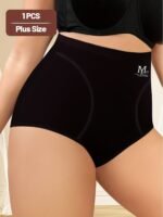 Miotan High-Waist Tummy Control Shapewear Panties For Women, Plus Size, Seamless, Comfort Fit, Butt Lifting, Breathable Polyester Blend, Black, Plus Size Panties - Image 2