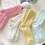 2 Pairs/5 Pairs Of Twist Pattern Socks, Soft And Warm Plush Mid-Calf Socks, Candy Color Smooth Women'S Stockings And Knitted Socks, Suitable For Gifts - Image 5
