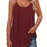 Plus Size Solid Cami Top, Crew Neck Spaghetti Strap Top For Summer, Women'S Plus Size?Clothing