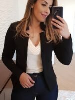 Women'S Lightweight Long Sleeve Casual Blazer - Solid Color Notch Lapel Jacket For Spring & Fall, Versatile Office & Casual Attire, Spring Outerwear, Sophisticated Style, Notch Lapel Design - Image 9