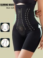 1Pc High Waist Tummy Control Panties - Elegant Seamless Waist Trainer With Butt Lifter, Sheath Briefs For Women, Flat Belly & Hip Support, Black With Golden Accents, Tummy Control Shapewear, Sleek Design, Comfortable Fit - Image 6