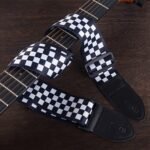 Durable Faux Leather Guitar Strap - Edgy Skull & Flame Design, Checkered Pattern, Police-Themed, Geometric & Tribal Print - Universal Fit For Acoustic/Electric/Bass Guitars - Pink, Yellow, Black - Image 3