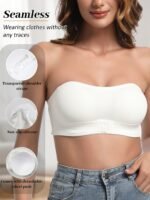 Seamless Strapless Bandeau Bra With Removable Pads, Wireless Support, Smooth Nylon Fabric - Image 7