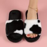 Women'S Elegant Faux Fur Slippers, All-Season Soft Indoor Home Slip-On Shoes, Solid Color, Fabric Upper/Inner, Eva Sole, Warm Comfort - Image 6