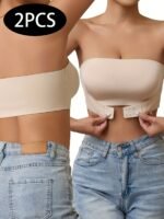 1Pc Of New Seamless Strapless Strap No Underwire Front Buckle Wrap Bra Underwear Women, Bandeau Invisible Anti-Light Anti-Slip Non-Slip Seamless Inner Bra, Bandeau Anti-Slip Line Small Chest Gathered Bra
