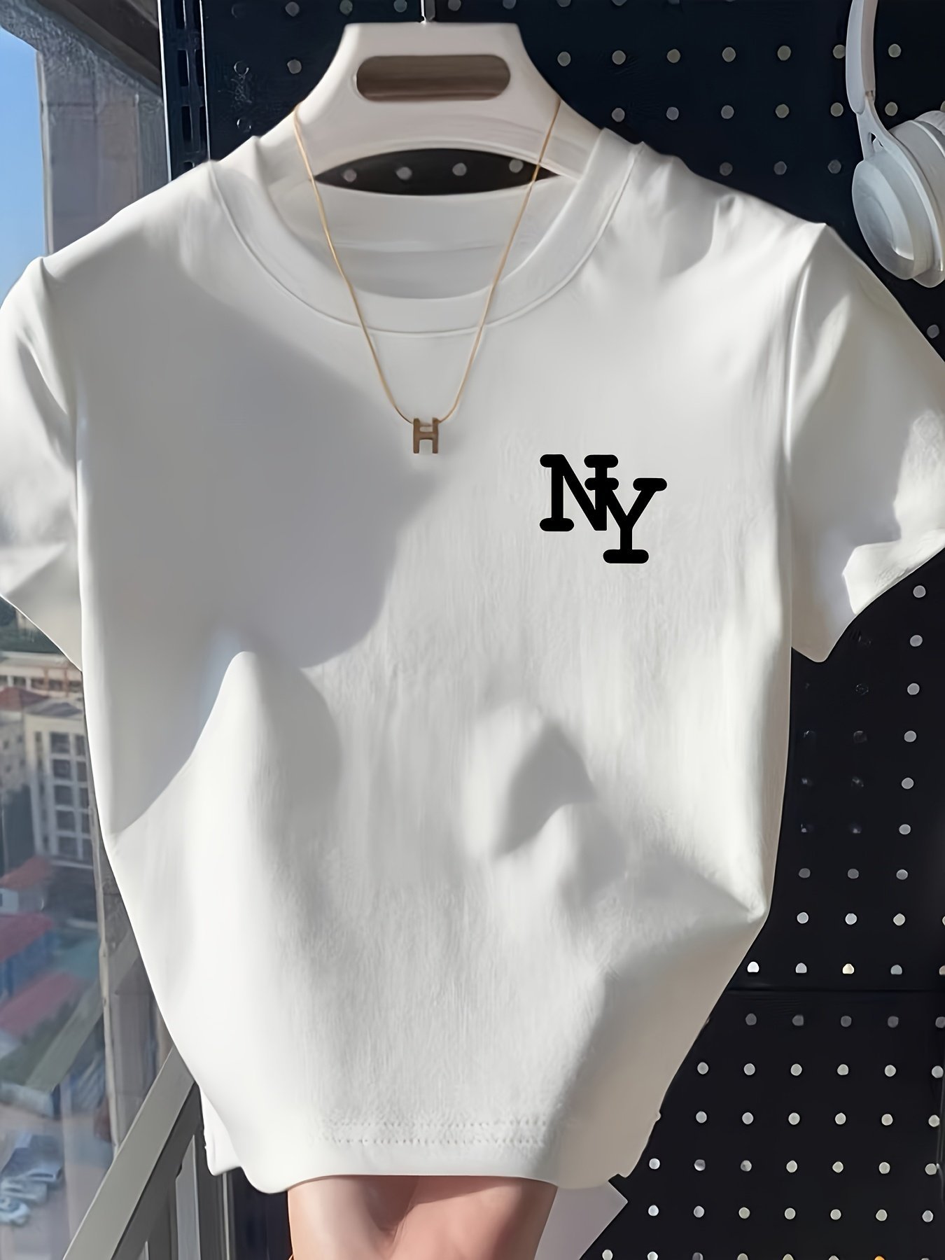 product-fancy-d0e33bc5-725b-4337-b9ca-8555a42d7d37.jpg Women'S Y2K Summer Crop T-Shirt - Slim Fit Short Sleeve Round Neck Top With Bold Ny Letter Print, White & Black Graphic Tee For Casual Streetwear, Ladies T Shirts, Everyday Outfit, Urban Street Style, Breathable Fabric, Stylish Blouse, Streetwear Fans - Image 1