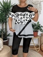 Elegant Plus Size Crew Neck T-Shirt With Floral Print - Soft Medium Stretch Fabric, Short Sleeve Top For Women, Casual Wear, All Season Tee|Floral Print Top|Comfortable Fit, Plus Size Clothing - Image 9
