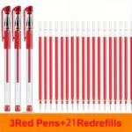 24Pcs Large Capacity Gel Pens Black, Blue, Red - Smooth 0.5Mm Nib School Office Stationery (3 Pens + 21 Refills) - Image 8