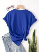 Classic White Round Neck T-Shirt For Women - Versatile & Comfortable Polyester Blend, Easy Care, Knot Detail, Summer Essential - Image 10