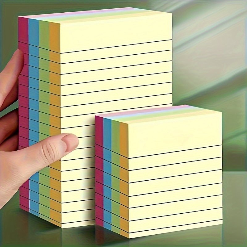 product-fancy-d17c31c9-9be9-4f93-80fa-46b8ed5add1d.jpg 100Pcs/200Pcs Vibrant Horizontal Line Sticky Note Set - Colorful Notebooks For Students And Office Organization, Reusable School Supplies, Aesthetic Stationery Gift, Essential For Back To School - Image 1