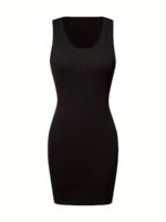 Women'S Sleeveless Round Neck Mini Dress - Solid Color Stretchy, Machine Washable, All-Season Versatile Casual To Formal Wear, Dress Mini, Construction - Image 10