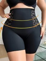 Women'S Plus Sexy Shapewear Shorts, Plus Size Hot Lace Stitching Tummy Control Slimming Shorts - Image 2