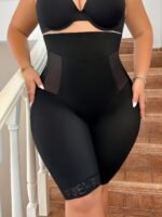 Large Size Leg Shaping Underwear Sexy Hollow Solid Color Mid-Calf Shapewear - Image 6