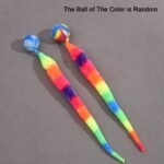 2 Pcs Interactive Cat Teaser Toys - Geometric Polyester Twisty Worms With Attached Balls, Uncharged Pet Play Sticks For Kittens - Colorful Simulation Caterpillar Set Without Batteries - Image 5