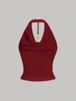 Women'S Sexy Halter Neck Sleeveless Top - Semi-Sheer Stretchy Slim Fit Backless Shirt, Vibrant Yellow Solid Color, Machine Washable For Casual & Evening Outfits, Evening Wear, Backless Design, Sensual Apparel, Semitransparent Material - Image 10