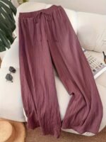 Plus Size, Comfortable Women'S New Spring Summer Business Casual Beachwear For Women, Valentine'S Day Style Fashion Commuter Elegant Purple For Lotus Pink Wide-Leg Pants, Lavender Loose-Fit Vacation Outfit Cruise Wear Summer Trousers - Image 3