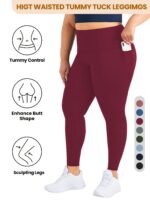 Plus Size High Waist Yoga Pants With Side Pockets - 88% Polyester 12% Elastane Stretchy Tummy Control Leggings, Sculpting Workout Gym Activewear For Women, All-Season Comfort (Machine Washable) - Image 2