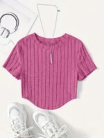 Women'S Casual Short Sleeve T-Shirt - Soft Stretch Polyester-Spandex Blend, Loose Fit Round Neck Summer Top, Solid Color Machine Washable Tee For Casual Attire - Image 5