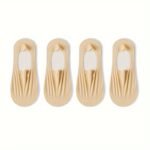 1 Pair/4 Pairs Women?S No-Show Boat Socks - Ice Silky Fiber Ultra-Thin Invisible Low-Cut Ankle Socks For High Heels, Seamless Comfort, 6 Solid Colors (Black/Beige/Pink/Gray/Purple/Light Blue), Highheeled Accessories, Minimalist Sock Design - Image 3
