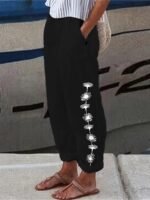 Plus Size Floral Print Pants, Casual Pocket Elastic Waist Pants For Spring & Summer, Women'S Plus Size Clothing - Image 2