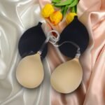 1Pc Ideaccsz Adhesive Strapless Push-Up Bra For Women - Invisible Wireless Lift Silicone & Spandex, Convertible To Halter Neck/Plunge, Hollow Design For Wedding Dresses & Low-Cut Outfits (Nude/Black, A-F Cup), Strapless Bra, Formal Lingerie, Transparent Straps, Comfortable Fit