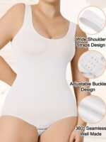Plus Size Simple Shapewear, Women'S Plus Seamless Solid Tummy Control Full Body Shaping Slimming Leotard Jumpsuit - Image 2
