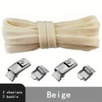 Casual Style Elastic Shoe Laces With Metal Buckles, 8Mm Spandex, Hand Washable, Hollow Detail, Woven Lightweight Solid Color Shoe Strings - 1 Pair - Image 15