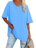 Plus Size, Plus Size Women'S Solid Color T-Shirt - Image 3