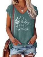 Letter & Dandelion Print V-Neck Tank Top, Casual Sleeveless Tank Top For Summer, Women'S Clothing - Image 2
