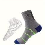 5 Pairs Men'S Athletic Crew Socks, Moisture-Wicking Knit Fabric, Solid Color, Polyester 75%, Spandex 25%, With Embroidered Badge, For Hand Wash Only, Sweat-Resistant - Image 6