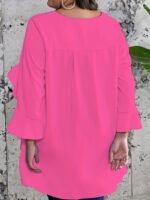 Plus Size Solid Ruffle Sleeve Blouse, Casual Crew Neck Irregular Hem Blouse For Spring, Women'S Plus Size?Clothing - Image 10