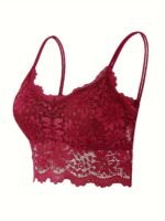 Women'S Hollow Out Wrapped Breast Lace Cami Bras, Anti-Slip Solid Medium Stretch Padded Bra, Women'S Lingerie & Underwear - Image 3