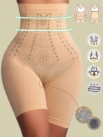 1Pc High Waist Tummy Control Panties - Elegant Seamless Waist Trainer With Butt Lifter, Sheath Briefs For Women, Flat Belly & Hip Support, Black With Golden Accents, Tummy Control Shapewear, Sleek Design, Comfortable Fit - Image 3