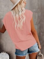Regular Women'S Summer New Solid Color Pocket Round Neck Short Sleeve T-Shirt - Image 8