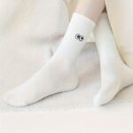 5 Pairs Women'S Mid-Calf Socks - Cute Cartoon-Themed Long Socks With Expressive Faces, Soft Breathable Warm Winter Socks For Everyday & Formal Outfits - Spring, Fall, Winter Fashion Accessories (5 Pairs), Cute Socks, Seasonal Fashion, Playful Design, Comfortable Fit, Trendy Socks, Fashionconscious Women - Image 5