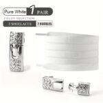 1Pair Free-Tie Shoelaces With Rhinestone Buckles, Fashion Elastic Lazy Shoelaces For Sneakers Canvas Shoes Skate Shoes, Women & Men - Image 5