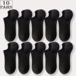 5 Pairs Unisex No-Show Socks - Breathable Sweat-Resistant Anti-Odor Invisible Invisible Socks For Men & Women, Solid Colors (Black, Pink, Grey, Beige, White) - Machine Washable Boat Socks For Casual & Formal Wear - Image 3
