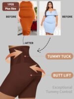 1Pc Plus Size Elegant Underwear, Women'S High Waist Tummy Control Seamless Shapewear Box Briefs - Image 10