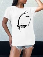 Graphic Print T-Shirt, Casual Short Sleeve Crew Neck Top For Spring & Summer, Women'S Clothing - Image 6