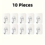 Tenpcs Modern Wall Hooks - Metal Non-Tracking Hook Set For Keys, Hats, Towels - Easy No-Drill Installation, Self-Adhesive For Bathroom, Bedroom, Office, Kitchen Storage - Image 5