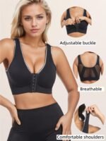 Plus Size Solid Color Sports Bra, Wire-Free And Seamless Adjustable Bra, One-Piece Thin Sports Yoga Bra, Plus Size - Image 7